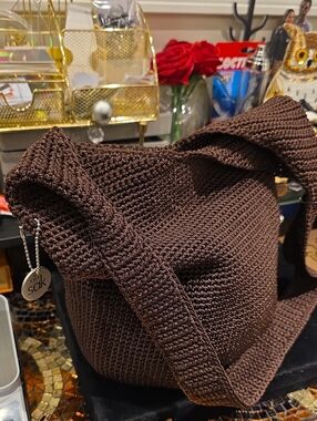 The Sak Chocolate Brown Crochet Shoulder Bag